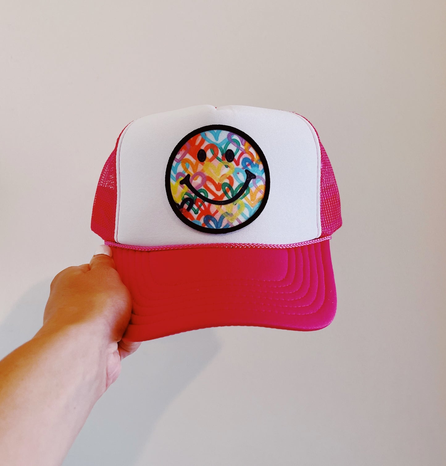 Hot Pink Smiley Trucker