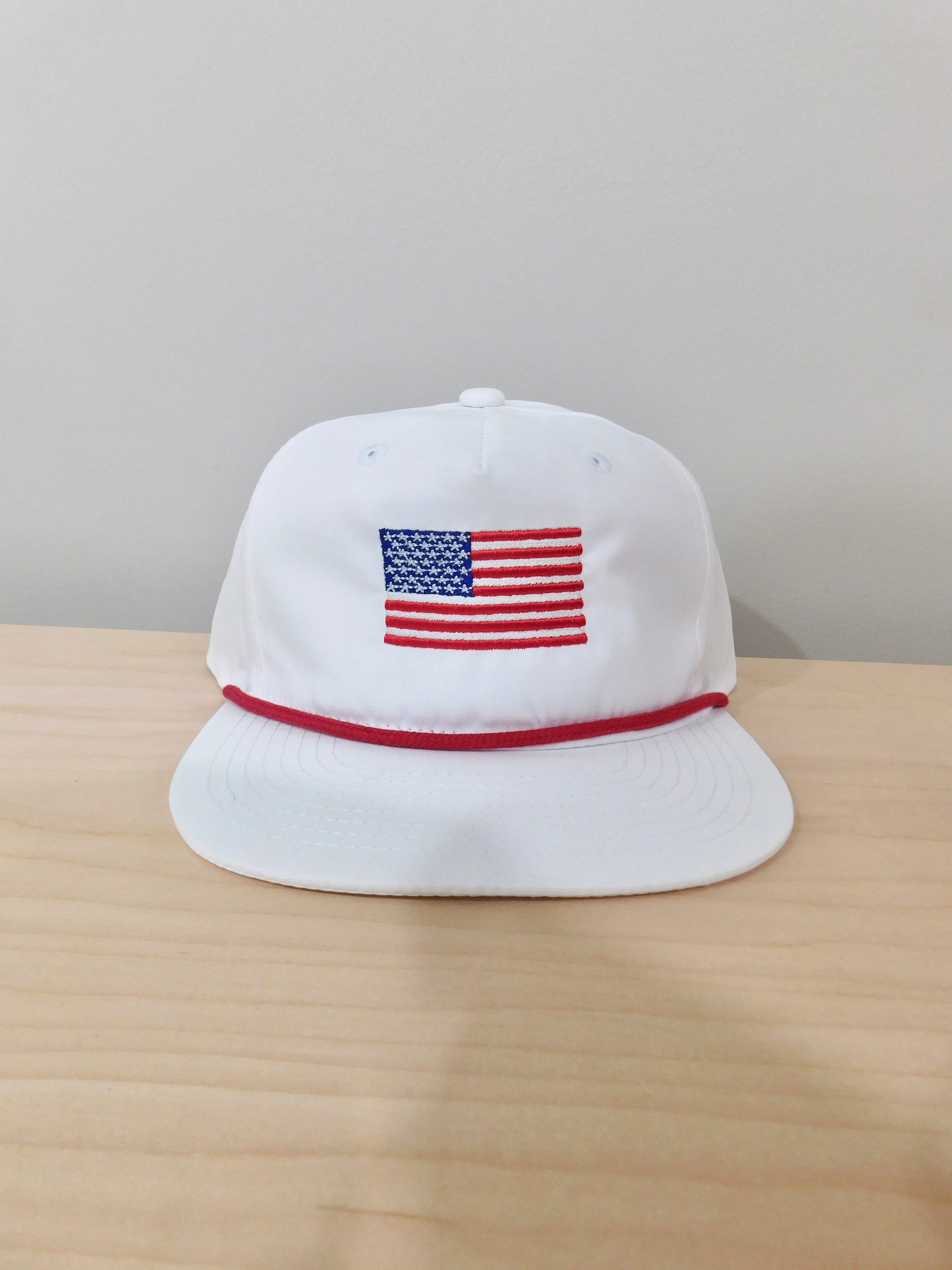 USA Flag Rope Hat - White