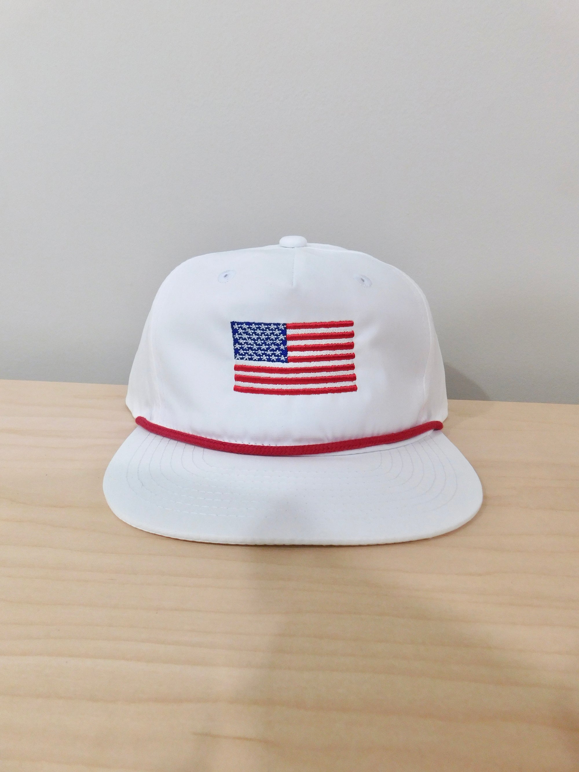 USA Flag Rope Hat - White