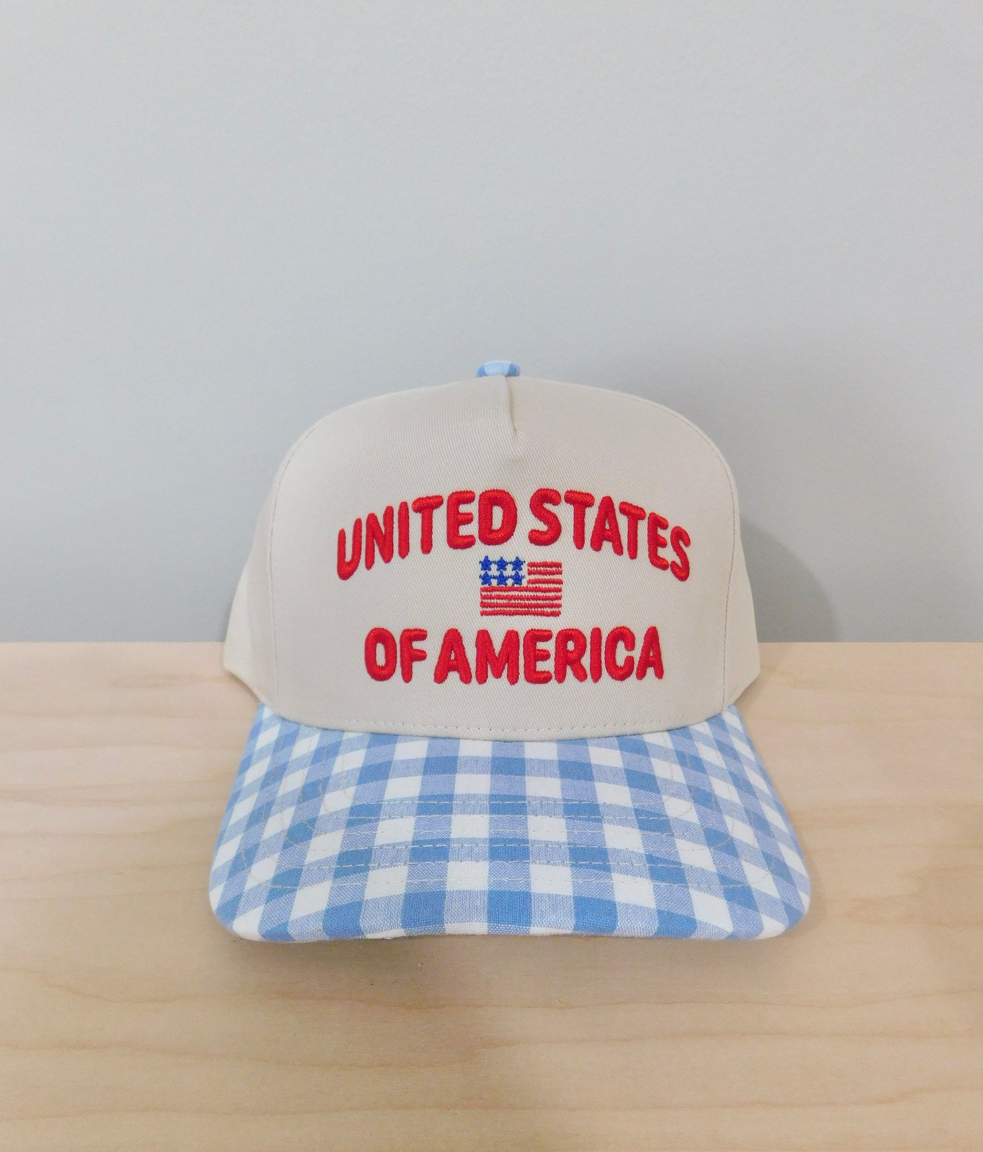 USA Trucker - Light Blue Gingham