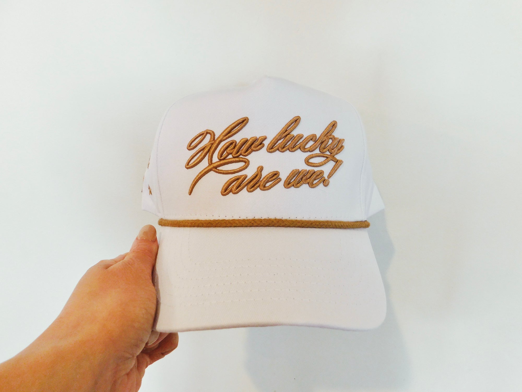 How lucky are we! - Tan/White Rope Hat