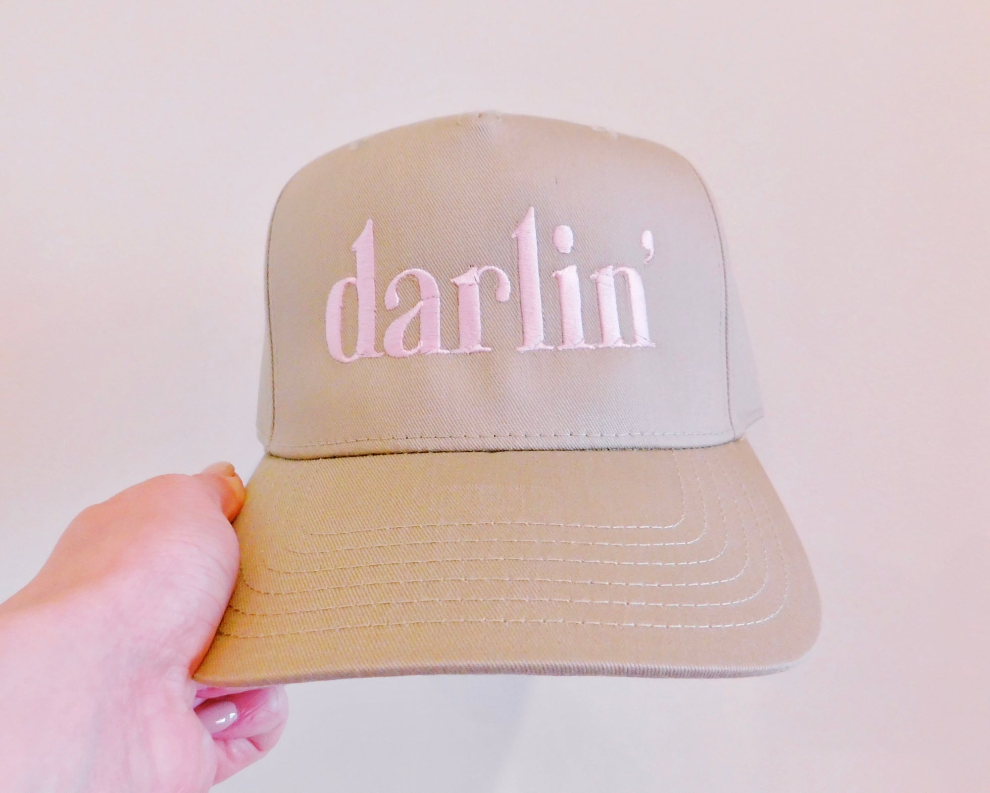 Darlin’ Vintage Trucker- Tan/Pink